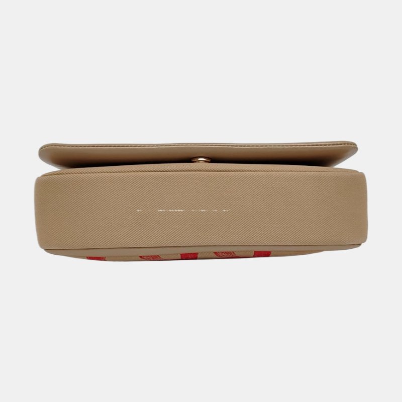 BURBERRY Lola 小號 卡其色織物絎縫斜挎包單肩包 金色五金-5