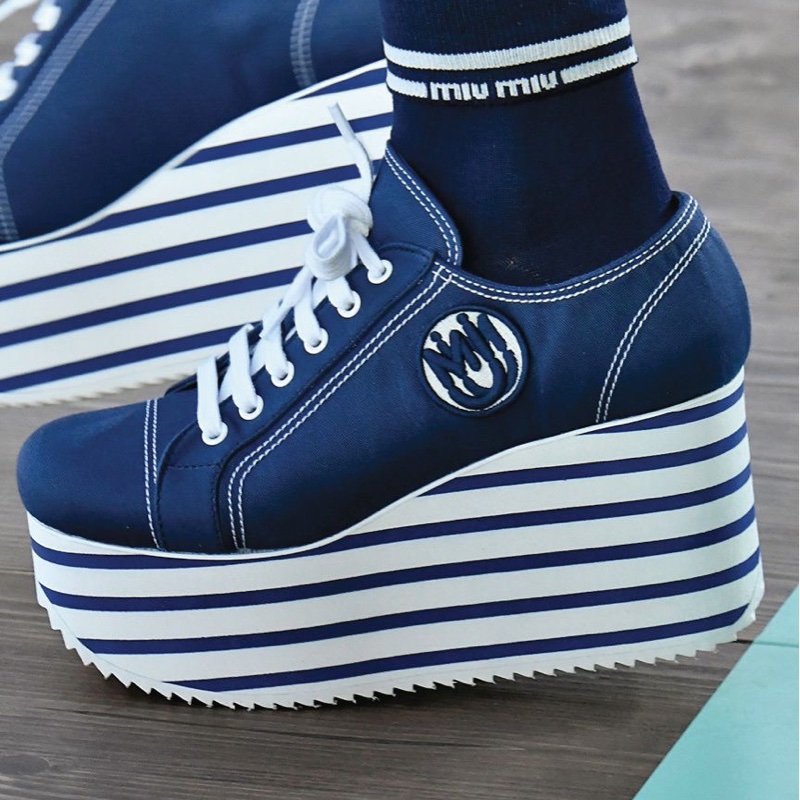 (全新品🎁) Miu Miu 千金運動風 增高休閒鞋 專櫃32000!-0