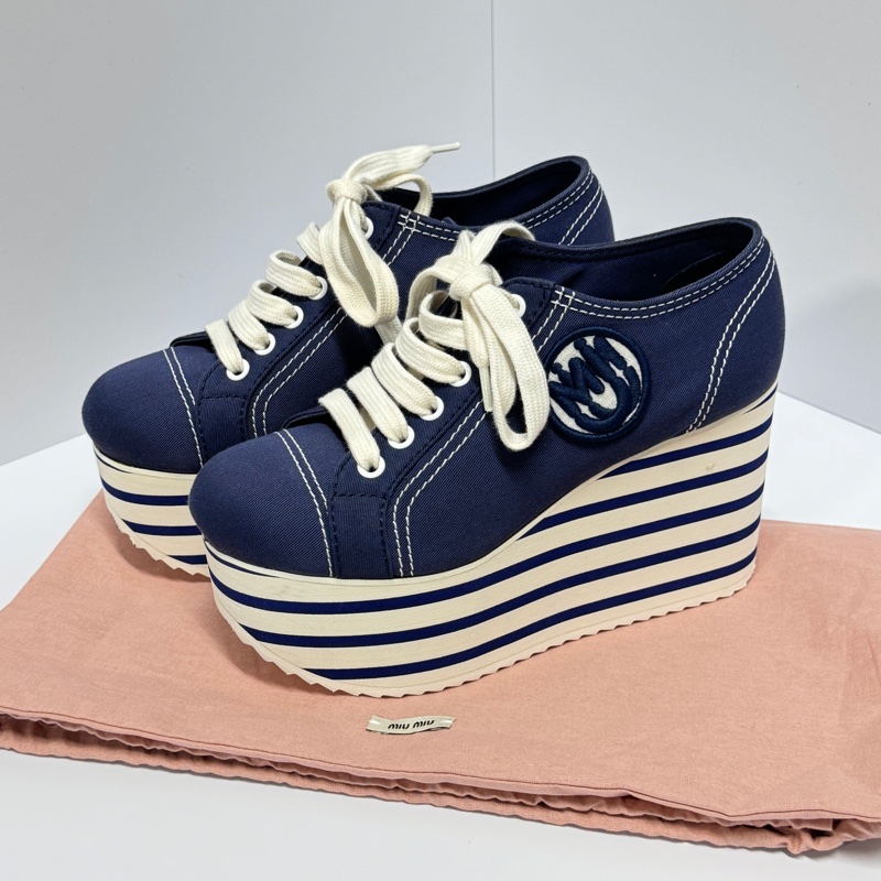 (全新品🎁) Miu Miu 千金運動風 增高休閒鞋 專櫃32000!-1