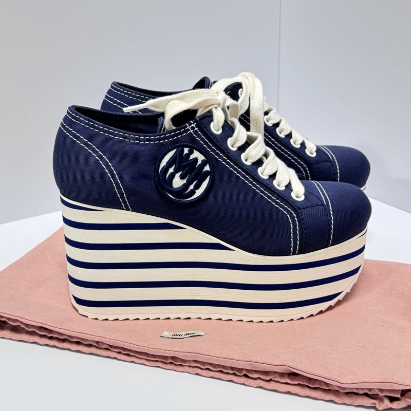 (全新品🎁) Miu Miu 千金運動風 增高休閒鞋 專櫃32000!-2