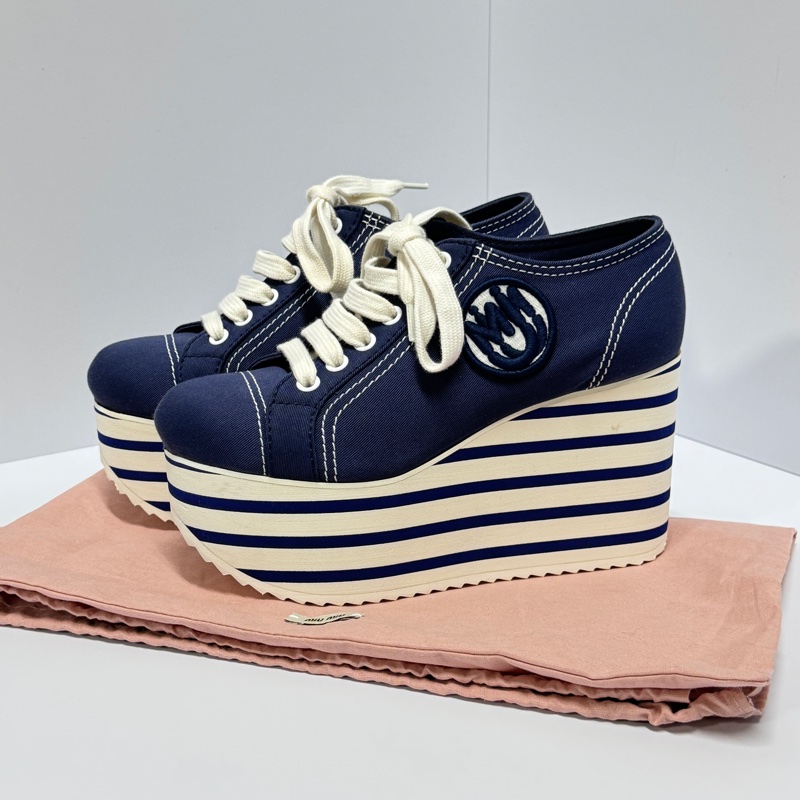 (全新品🎁) Miu Miu 千金運動風 增高休閒鞋 專櫃32000!-3