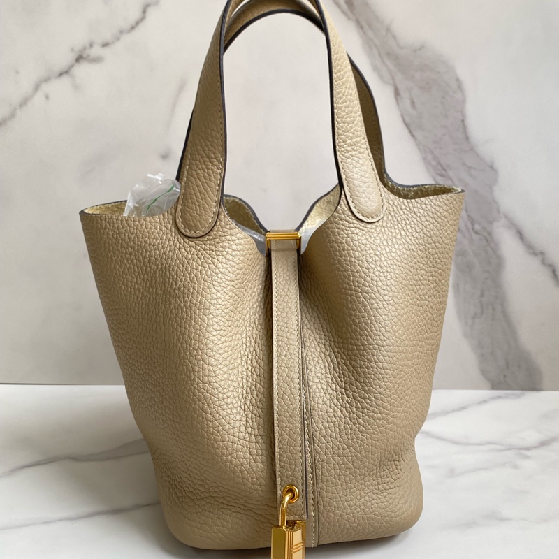 ®️Hermes p18菜籃子 奶茶色-7