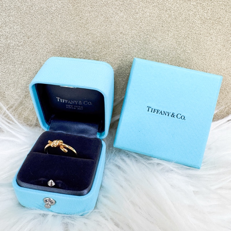 Tiffany&Co. Knot 750黃K金結繩戒指 48號 近全新-0