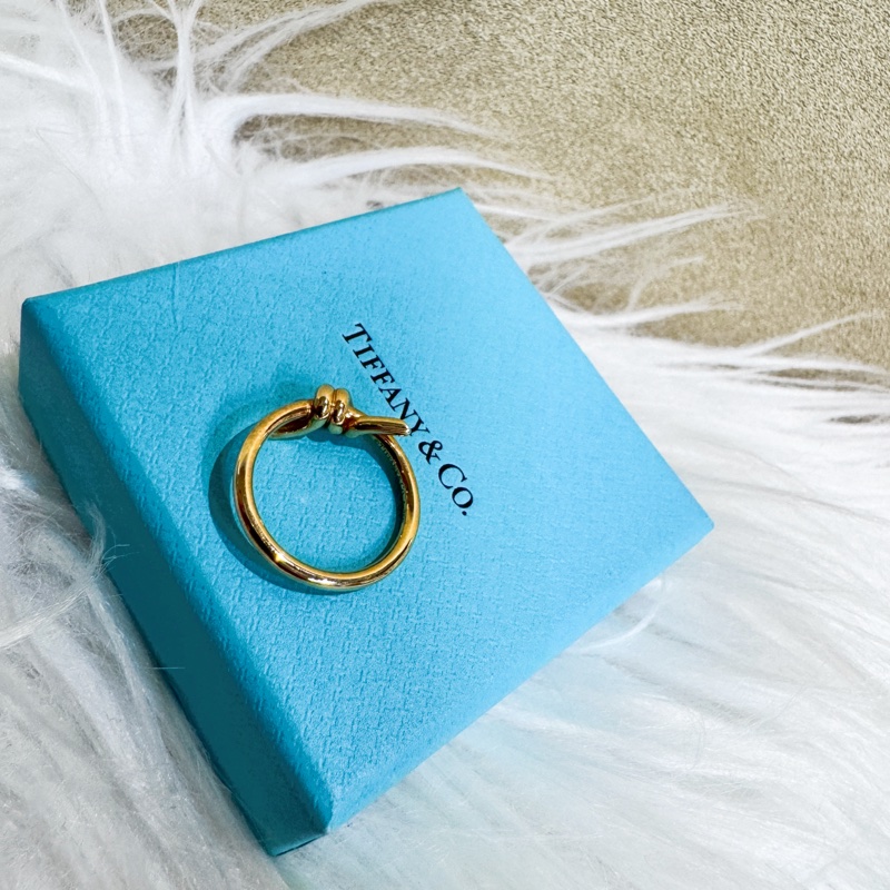 Tiffany&Co. Knot 750黃K金結繩戒指 48號 近全新-4