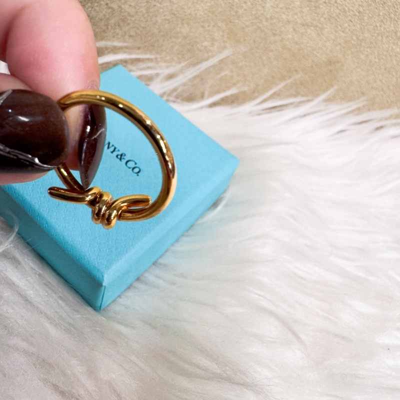 Tiffany&Co. Knot 750黃K金結繩戒指 48號 近全新-6