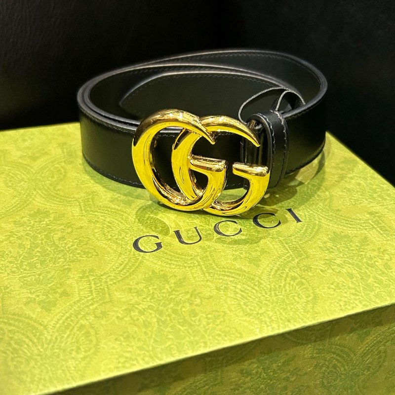 💎Han's house精品服飾💎GUCCI 金屬 LOGO 腰帶 皮帶 義大利製 寬3cm-0