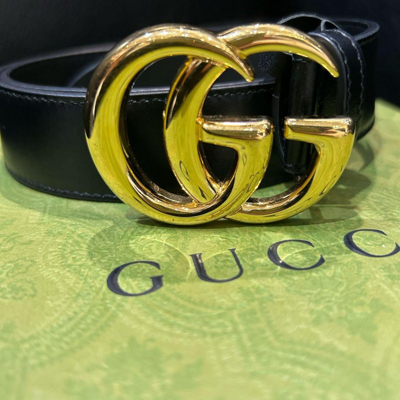 💎Han's house精品服飾💎GUCCI 金屬 LOGO 腰帶 皮帶 義大利製 寬3cm-3