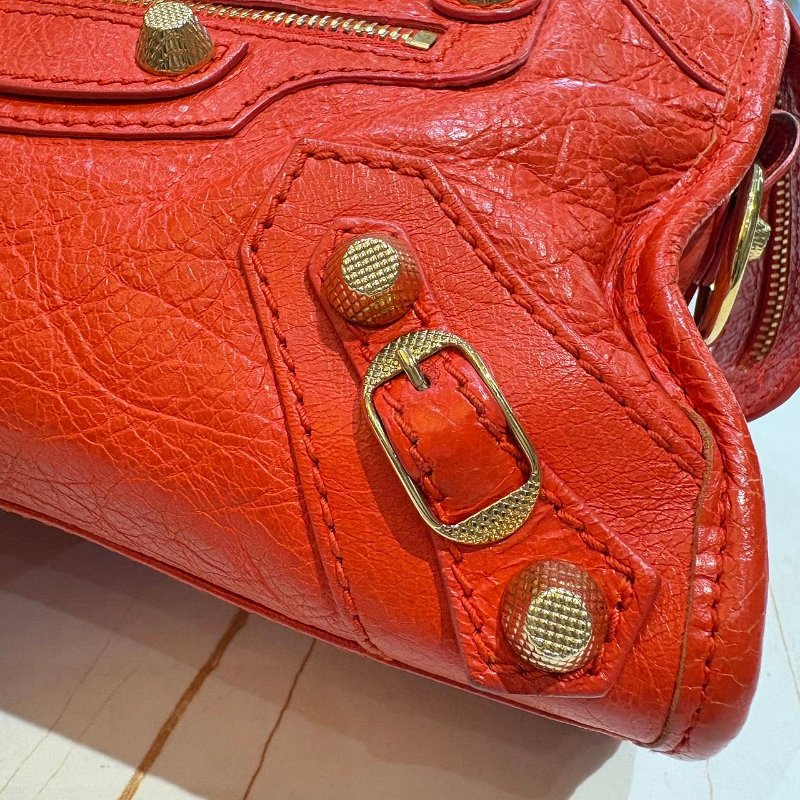*SHIHNA名牌精品* Balenciaga 經典Giant Mini City金釦機車包 橘紅色-5