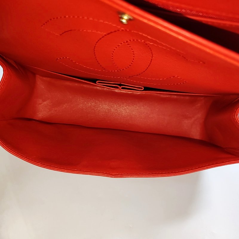 CHANEL 2.55 小號 紅色牛皮絎縫V紋斜挎包單肩包 金色五金 27開-6