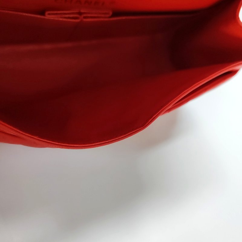 CHANEL 2.55 小號 紅色牛皮絎縫V紋斜挎包單肩包 金色五金 27開-11