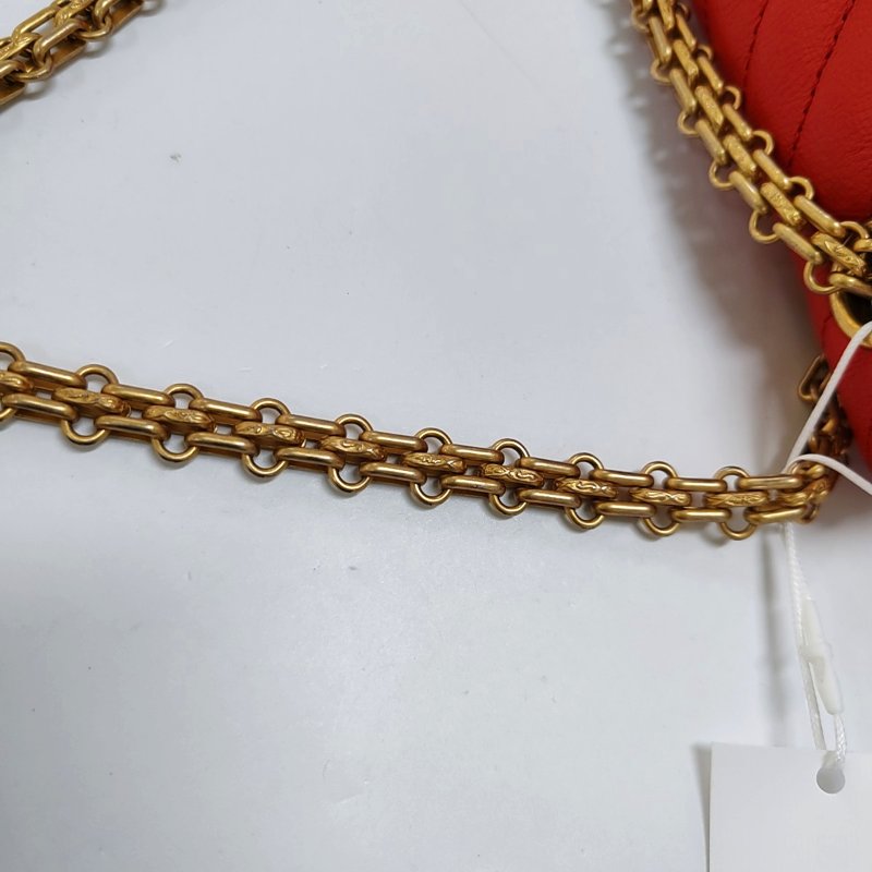 CHANEL 2.55 小號 紅色牛皮絎縫V紋斜挎包單肩包 金色五金 27開-12