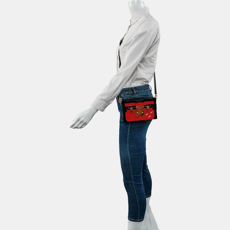 LOUIS VUITTON PETITE MALLE 紅色EPI牛皮水波紋斜挎包單肩包 金色五金 可拆卸肩帶-1