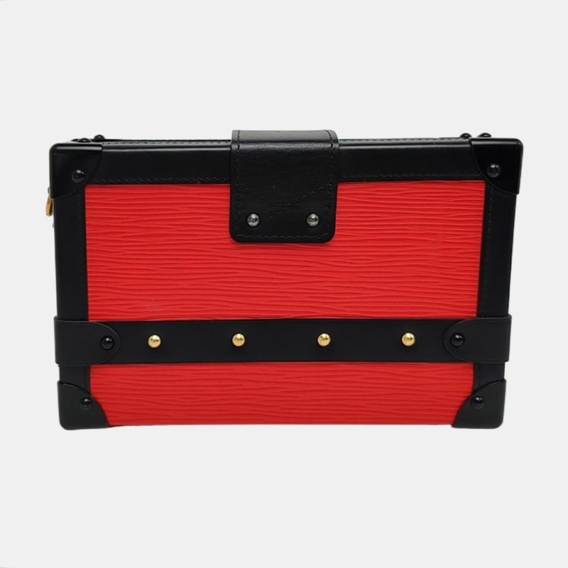 LOUIS VUITTON PETITE MALLE 紅色EPI牛皮水波紋斜挎包單肩包 金色五金 可拆卸肩帶-4