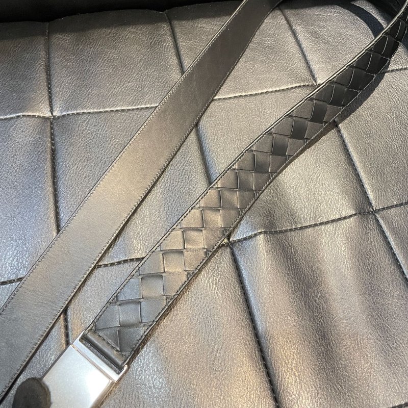 💎Han's house精品服飾💎 BOTTEGA VENETA BV 黑色 編織 皮帶 真皮 90 ~ 120-4