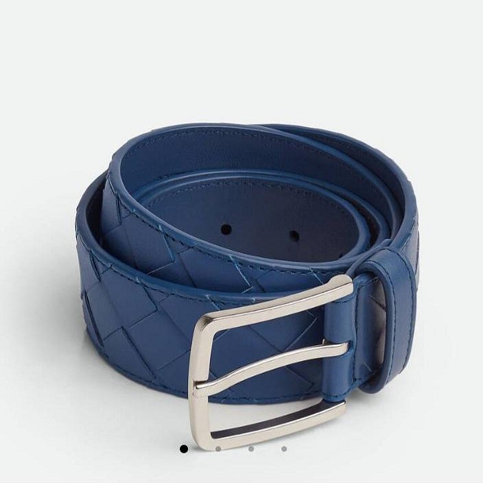 💎Han's house精品服飾💎 BOTTEGA VENETA BV 藍 編織 皮帶 真皮 寬3cm 原價20800-1