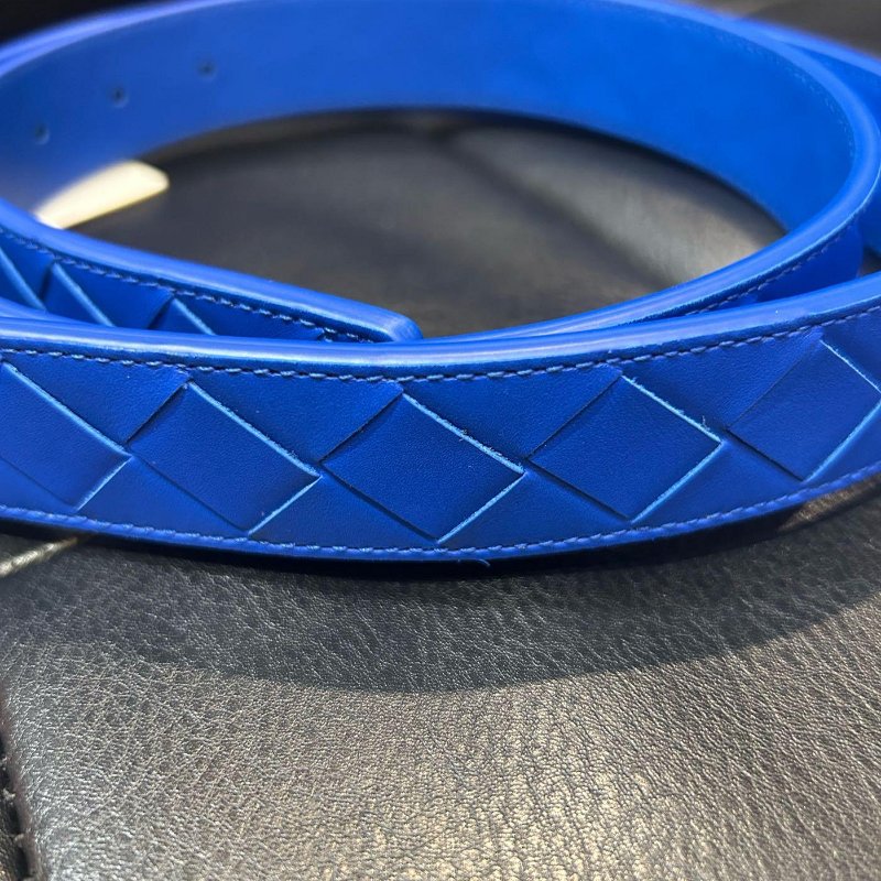 💎Han's house精品服飾💎 BOTTEGA VENETA BV 藍 編織 皮帶 真皮 寬3cm 原價20800-3