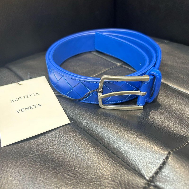💎Han's house精品服飾💎 BOTTEGA VENETA BV 藍 編織 皮帶 真皮 寬3cm 原價20800-6