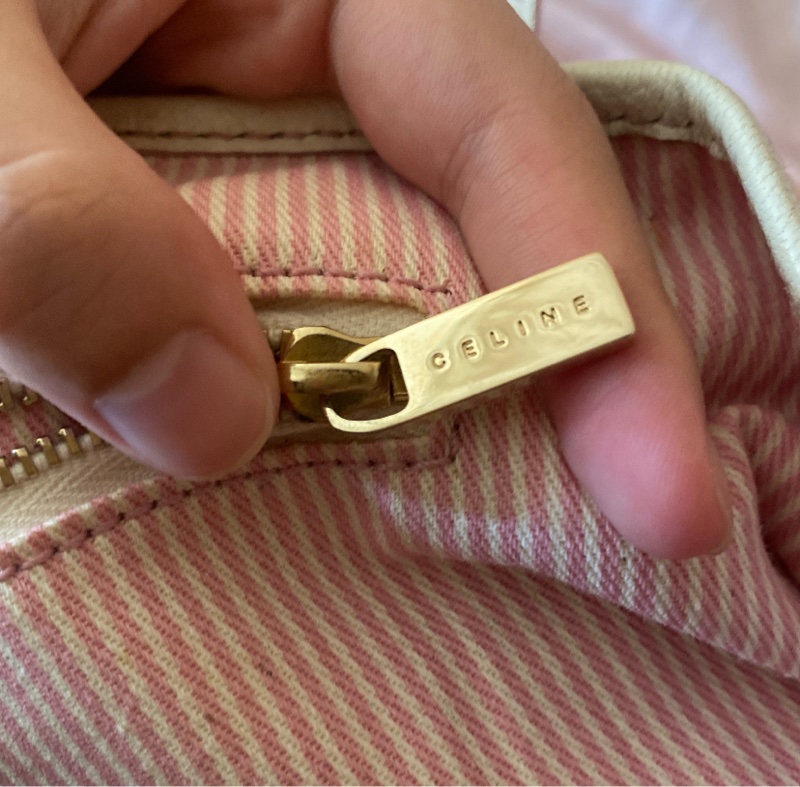 CELINE 粉色老花丹寧手提包👜便宜出清-8