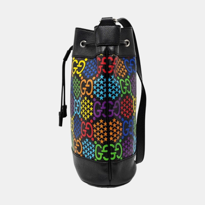 GUCCI Ophidia 拼色塗層帆布印花斜挎包單肩包 銀色五金 9.8新-2