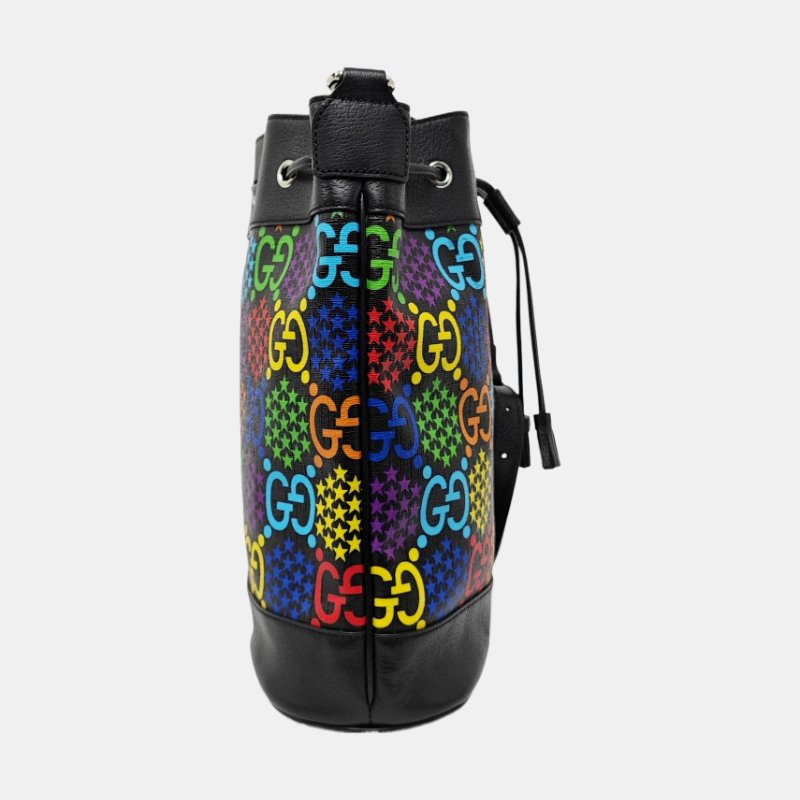 GUCCI Ophidia 拼色塗層帆布印花斜挎包單肩包 銀色五金 9.8新-3