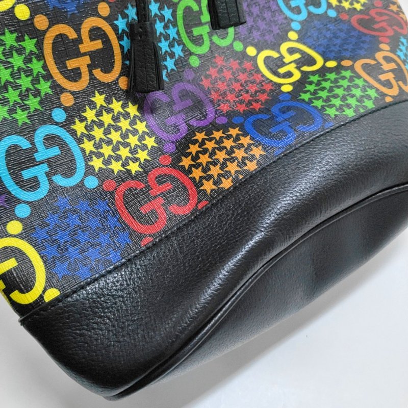 GUCCI Ophidia 拼色塗層帆布印花斜挎包單肩包 銀色五金 9.8新-7