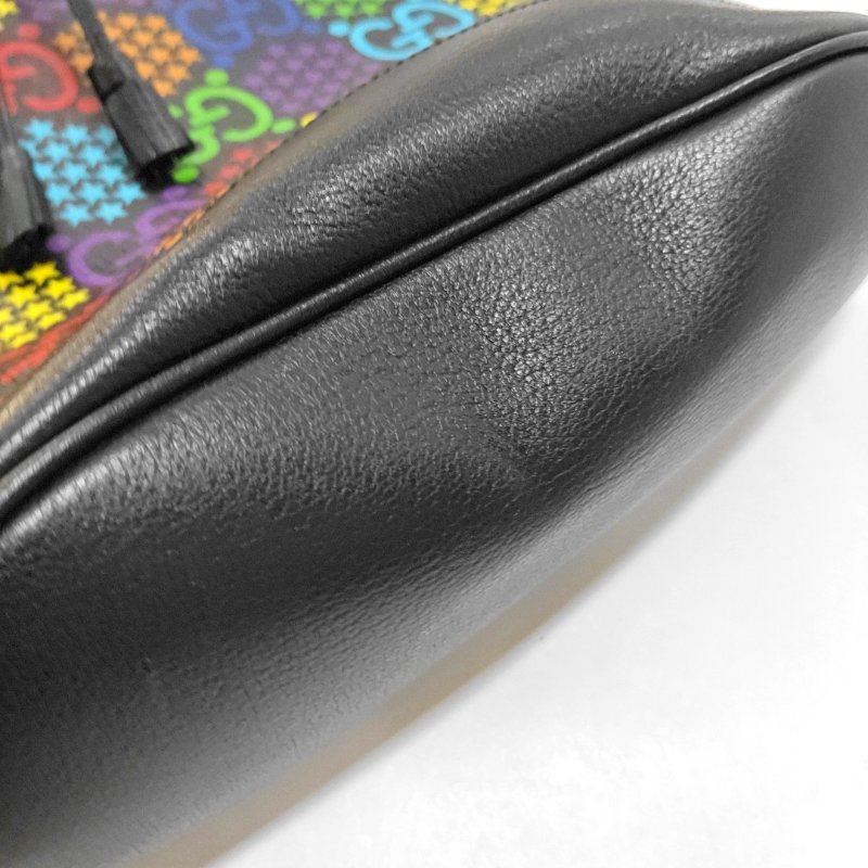 GUCCI Ophidia 拼色塗層帆布印花斜挎包單肩包 銀色五金 9.8新-8