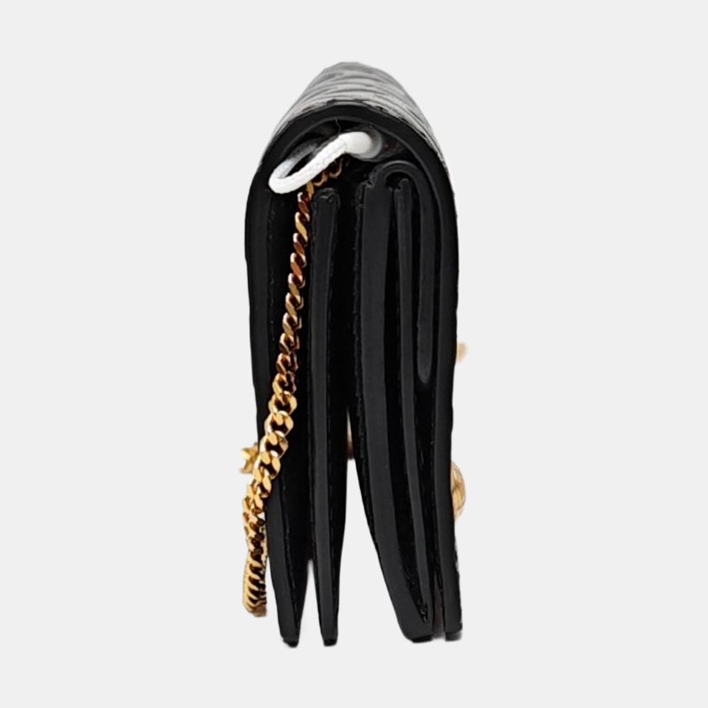 BURBERRY 黑色牛皮浮雕TB單肩包 金色五金 可拆卸肩帶-3