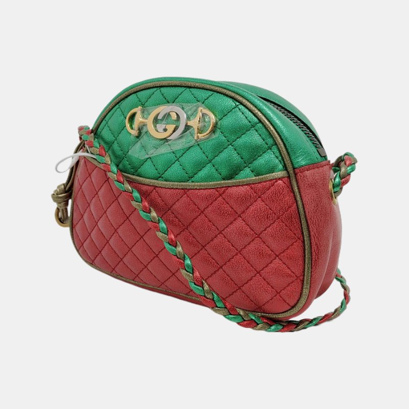 GUCCI Zumi 迷你多色牛皮馬銜扣斜挎包單肩包 金色五金-2