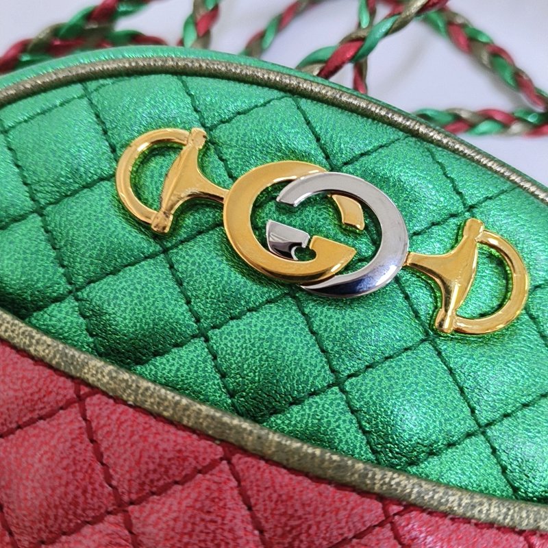 GUCCI Zumi 迷你多色牛皮馬銜扣斜挎包單肩包 金色五金-7