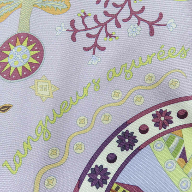 紫色 Escales Méditerranéennes 絲綢 絲巾 90x90【HERMES 愛馬仕】-4