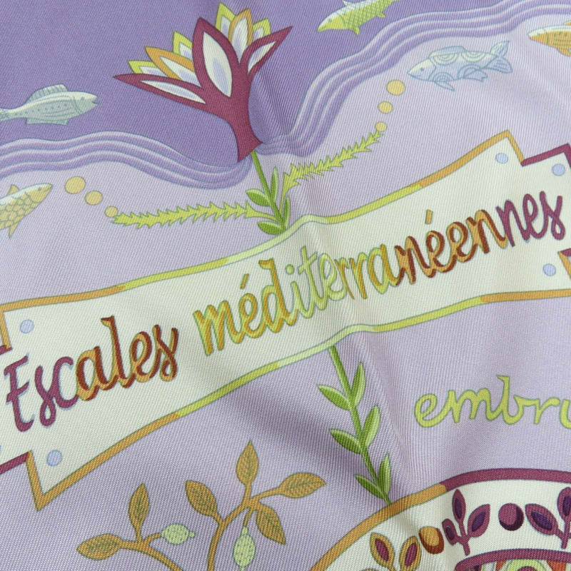 紫色 Escales Méditerranéennes 絲綢 絲巾 90x90【HERMES 愛馬仕】-9
