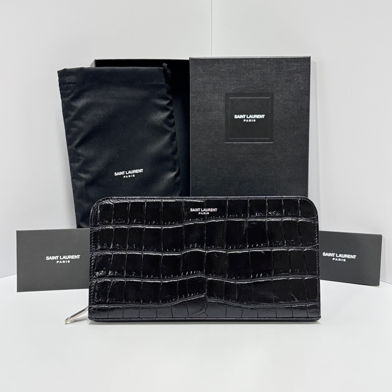（專櫃稀有款！） YSL 聖羅蘭 霧面鱷魚紋 大長夾 專櫃42000！-0