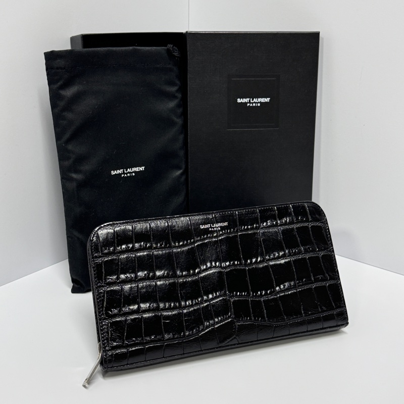 （專櫃稀有款！） YSL 聖羅蘭 霧面鱷魚紋 大長夾 專櫃42000！-1
