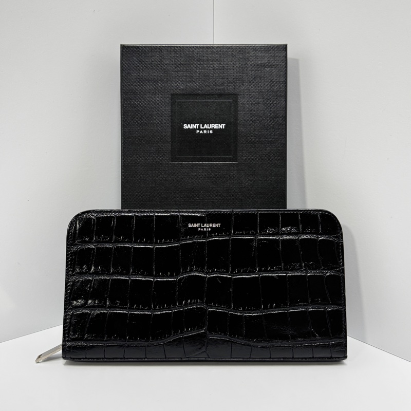 （專櫃稀有款！） YSL 聖羅蘭 霧面鱷魚紋 大長夾 專櫃42000！-3