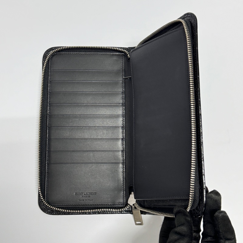 （專櫃稀有款！） YSL 聖羅蘭 霧面鱷魚紋 大長夾 專櫃42000！-14