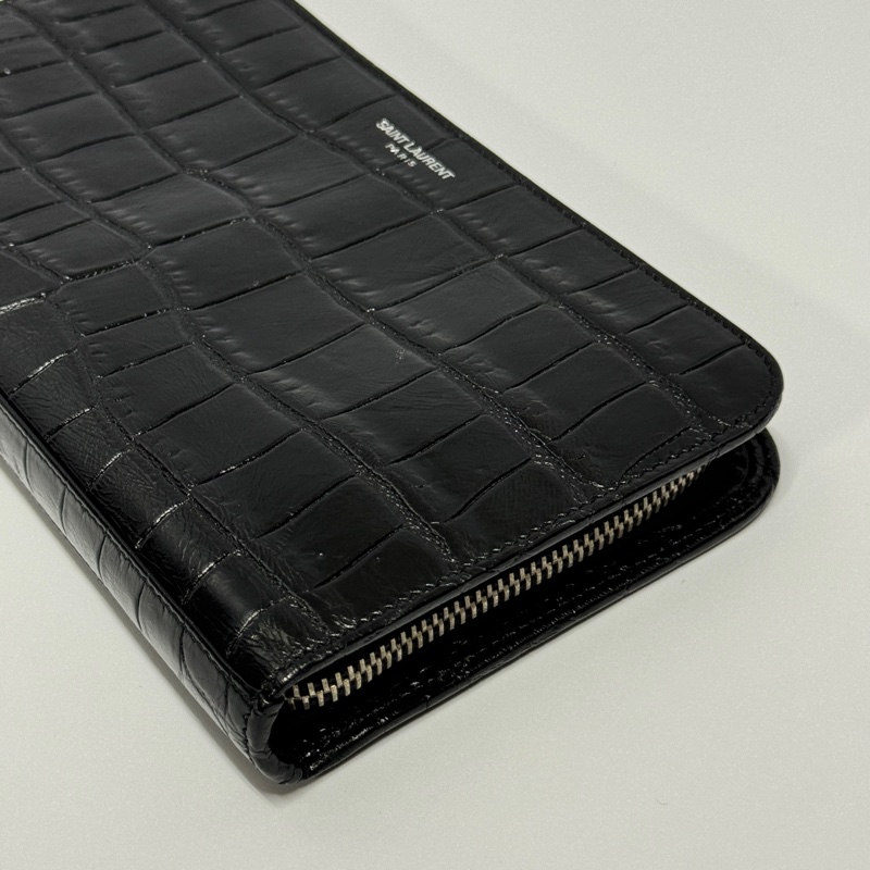 （專櫃稀有款！） YSL 聖羅蘭 霧面鱷魚紋 大長夾 專櫃42000！-15