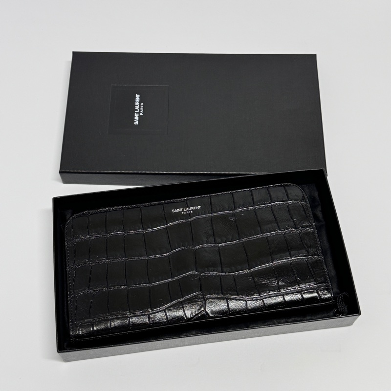 （專櫃稀有款！） YSL 聖羅蘭 霧面鱷魚紋 大長夾 專櫃42000！-17