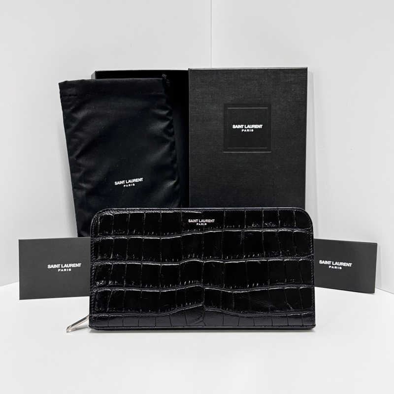 （專櫃稀有款！） YSL 聖羅蘭 霧面鱷魚紋 大長夾 專櫃42000！-19
