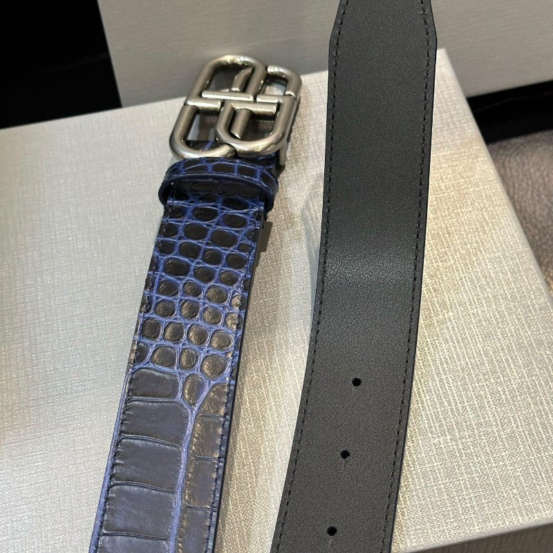 💎Han's house精品服飾💎Balenciaga 巴黎世家 牛皮 鱷魚壓紋 皮帶 寬 3.5 cm 現貨 80 ~ 105-2