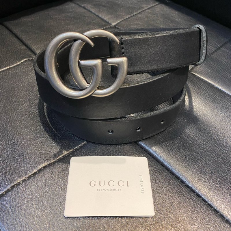 GUCCI 金屬 仿舊 雙G LOGO 腰帶 皮帶 義大利製 寬3CM-0