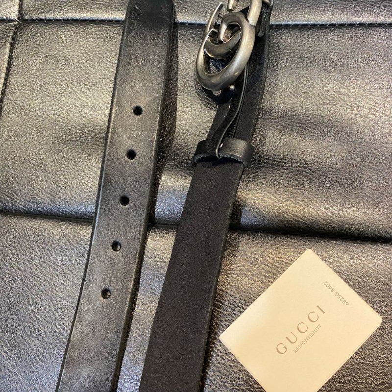 GUCCI 金屬 仿舊 雙G LOGO 腰帶 皮帶 義大利製 寬3CM-2