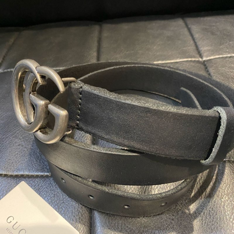 GUCCI 金屬 仿舊 雙G LOGO 腰帶 皮帶 義大利製 寬3CM-4