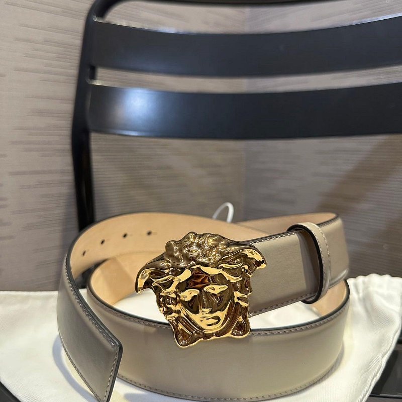 💎Han's house精品服飾💎VERSACE 凡賽斯 女神頭 柔軟皮革 皮帶 義大利製 寬4CM 原價19000-2