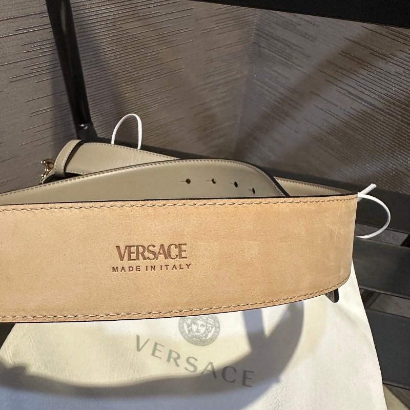 💎Han's house精品服飾💎VERSACE 凡賽斯 女神頭 柔軟皮革 皮帶 義大利製 寬4CM 原價19000-3