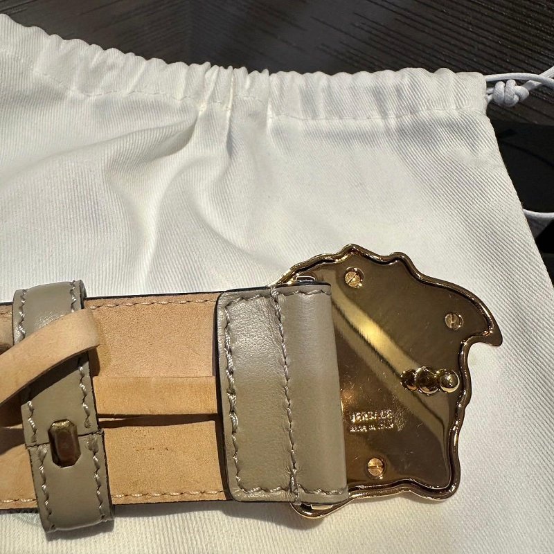 💎Han's house精品服飾💎VERSACE 凡賽斯 女神頭 柔軟皮革 皮帶 義大利製 寬4CM 原價19000-4