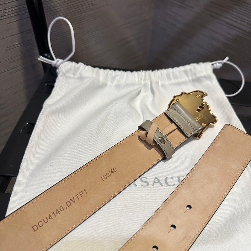 💎Han's house精品服飾💎VERSACE 凡賽斯 女神頭 柔軟皮革 皮帶 義大利製 寬4CM 原價19000-5