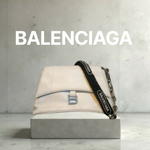 【8成新】㊣✨BALENCIAGA✨巴黎世家 白色 沙漏包 牛皮 鎖鏈 背帶 肩背包 腋下包/二手包/二手精品/保證正品🌳二手樹屋🌳