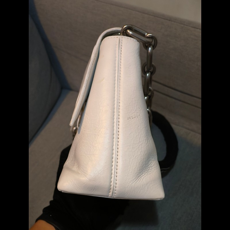 🔥年終狂降🔥【限時降價只到12/31（原26,800）】【8成新】㊣✨BALENCIAGA✨巴黎世家 白色 沙漏包 牛皮 鎖鏈 背帶 肩背包 腋下包/二手包/二手精品/保證正品🌳二手樹屋🌳-2