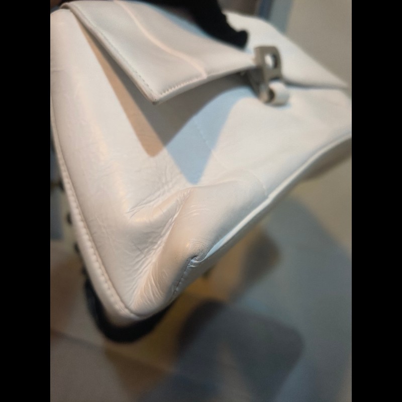 🔥年終狂降🔥【限時降價只到12/31（原26,800）】【8成新】㊣✨BALENCIAGA✨巴黎世家 白色 沙漏包 牛皮 鎖鏈 背帶 肩背包 腋下包/二手包/二手精品/保證正品🌳二手樹屋🌳-8