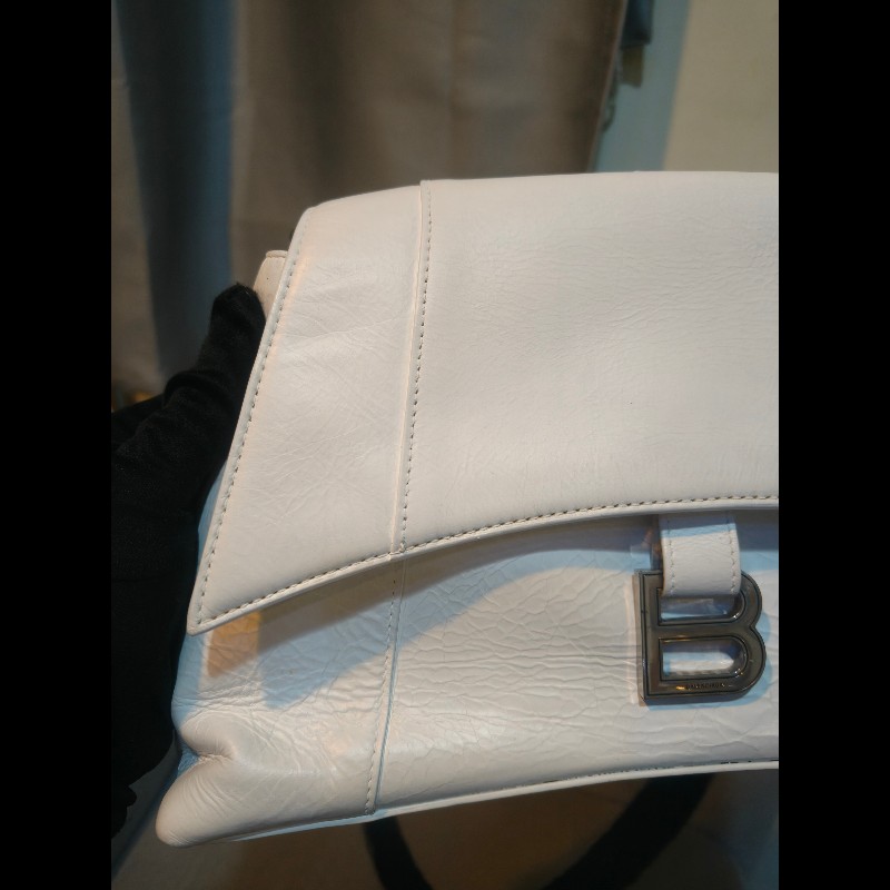 🔥年終狂降🔥【限時降價只到12/31（原26,800）】【8成新】㊣✨BALENCIAGA✨巴黎世家 白色 沙漏包 牛皮 鎖鏈 背帶 肩背包 腋下包/二手包/二手精品/保證正品🌳二手樹屋🌳-14